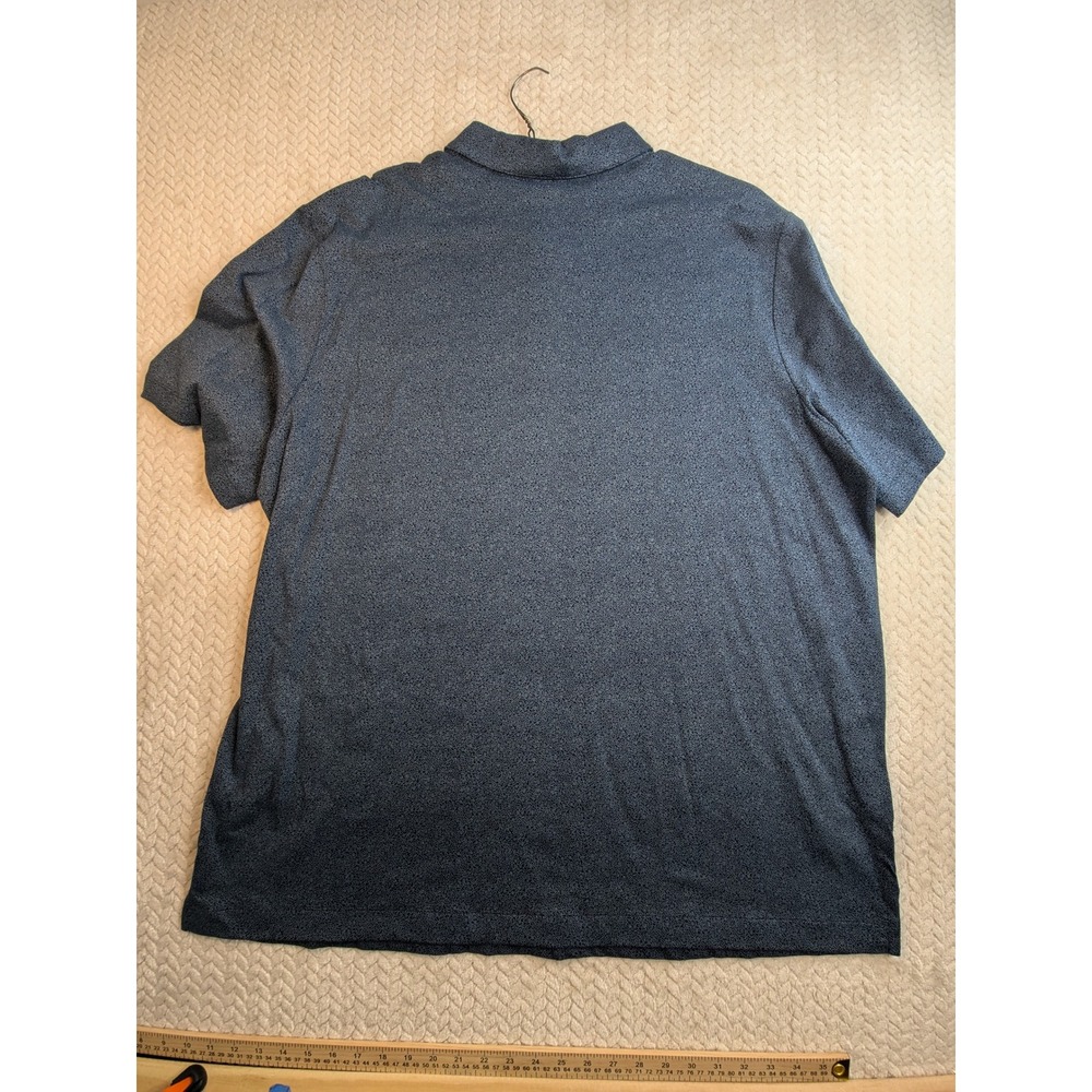 Perry Ellis Pima Cotton Polo Shirt 2XLT Blue Patterned Short Sleeve Mens - Picture 6 of 8